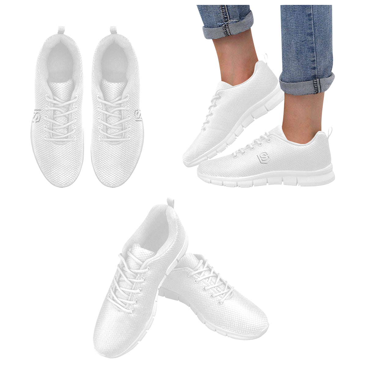 white logo Women's Breathable Running Shoes (Model 055)