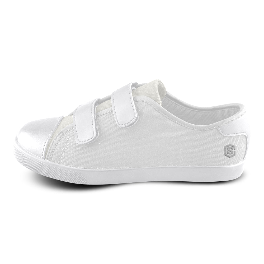 GRAY CANVAS KID SHOES silver logo Velcro Canvas Kid's Shoes (Model 008)