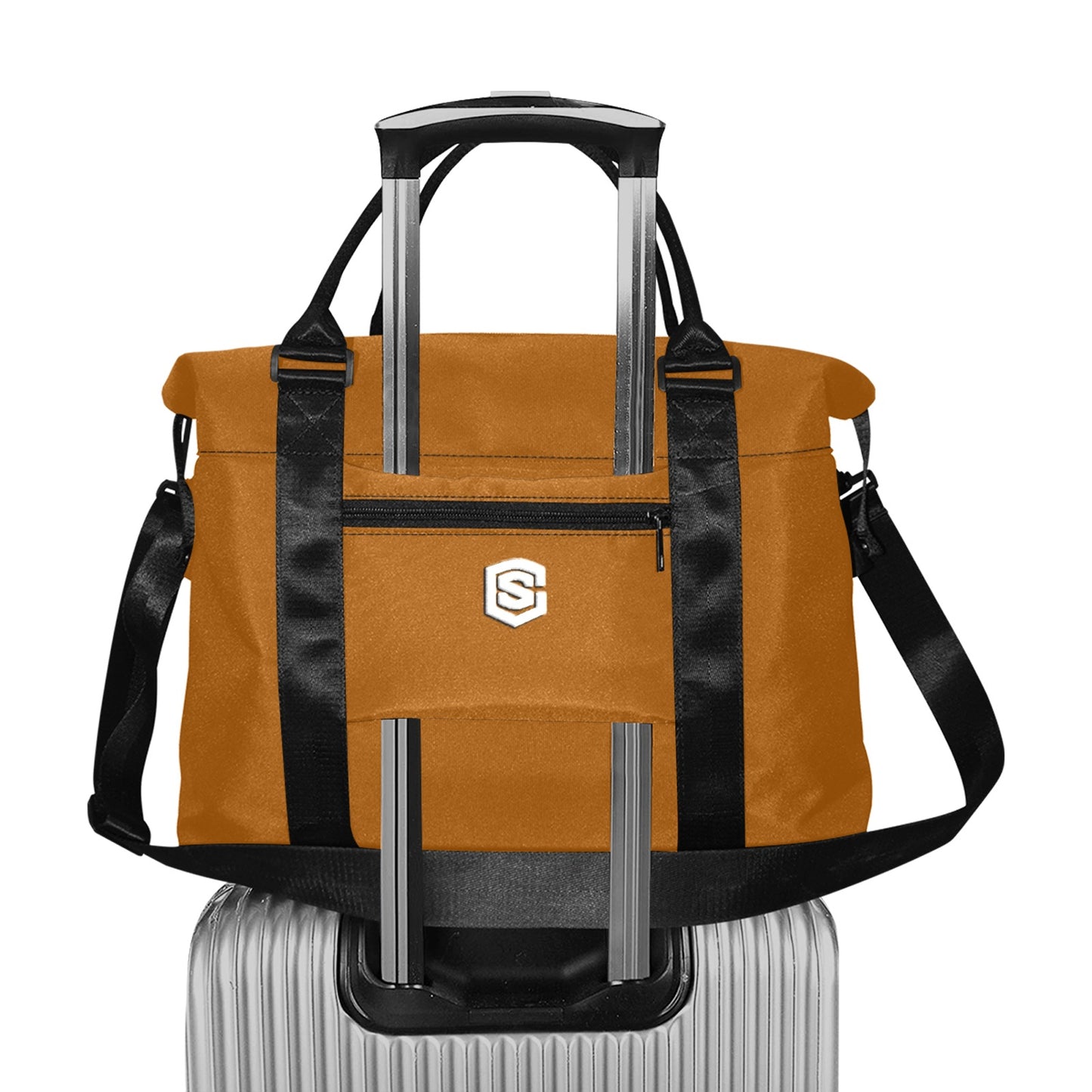 Brown Large Capacity Duffle Bag With White Logo Large Capacity Duffle Bag(Model1715)