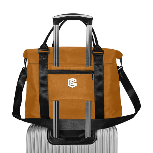 Brown Large Capacity Duffle Bag With White Logo Large Capacity Duffle Bag(Model1715)