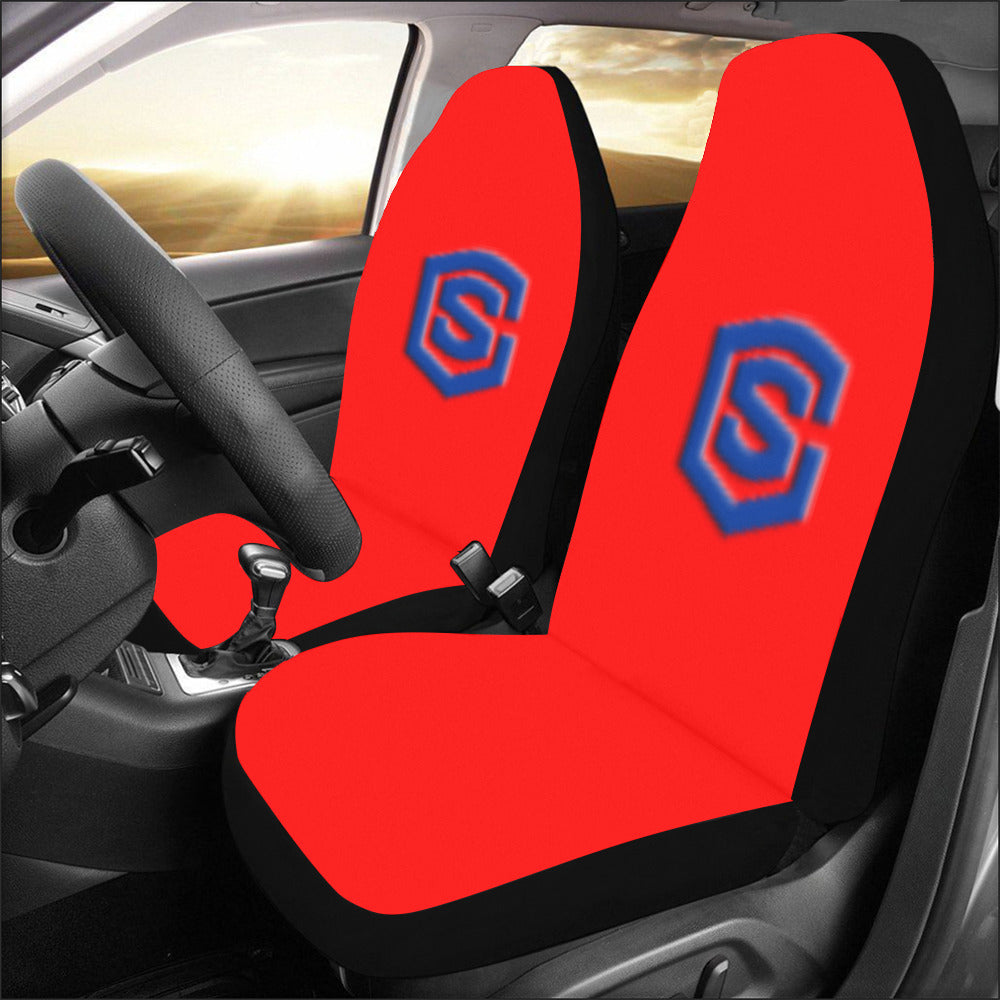 Red Car Seat Covers Blue Logo Car Seat Covers (Set of 2)