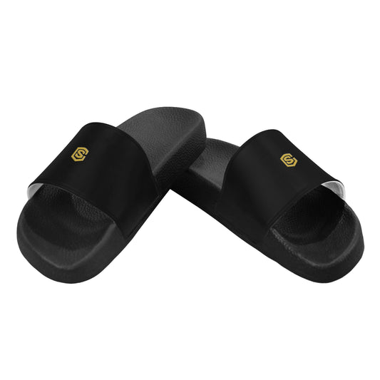 gold logo Women's Slide Sandals (Model 057)