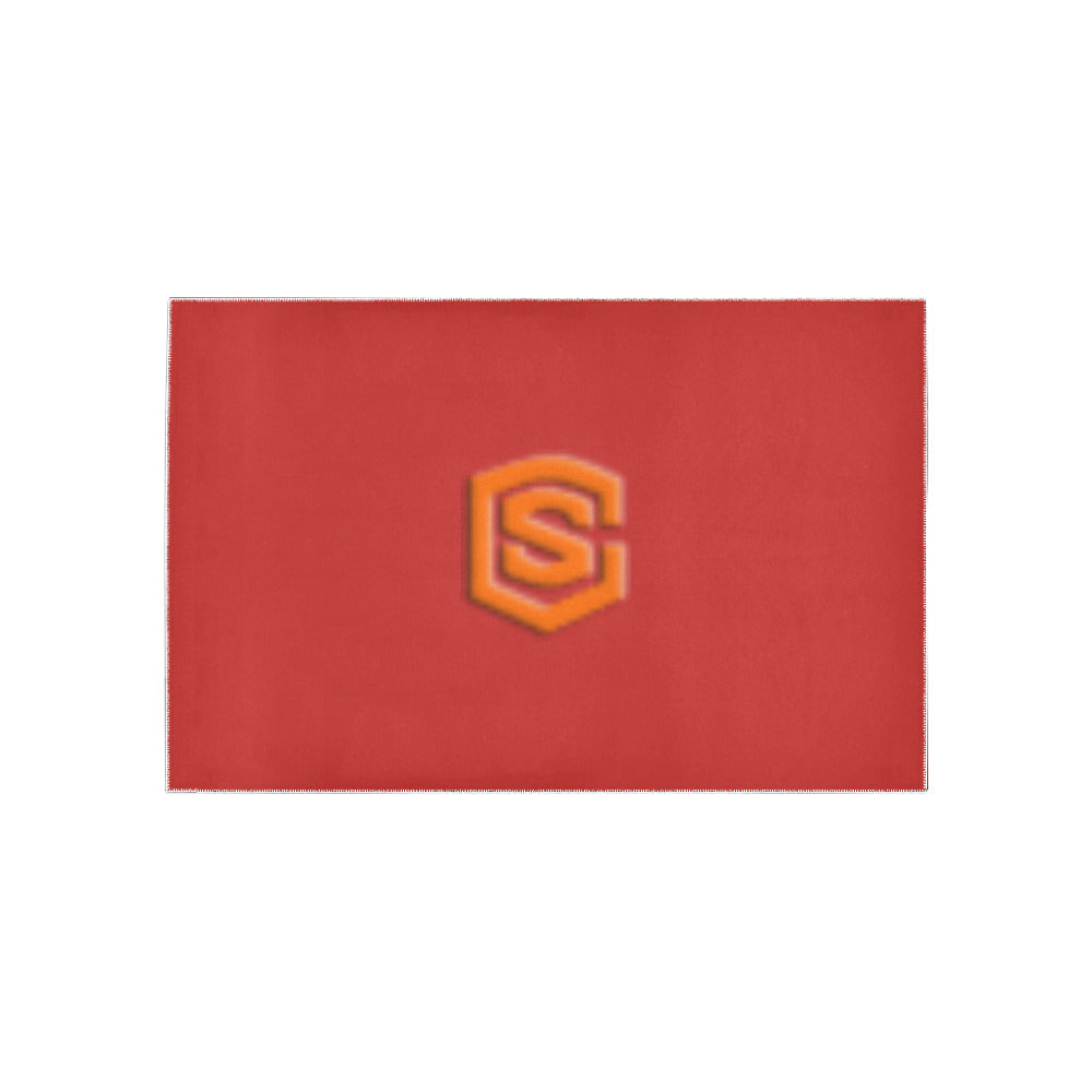 Red Area Rug Orange Logo Area Rug 5' x 3.2'