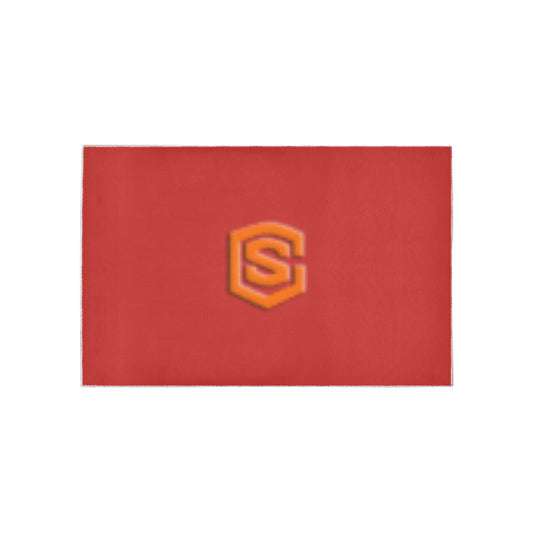 Red Area Rug Orange Logo Area Rug 5' x 3.2'