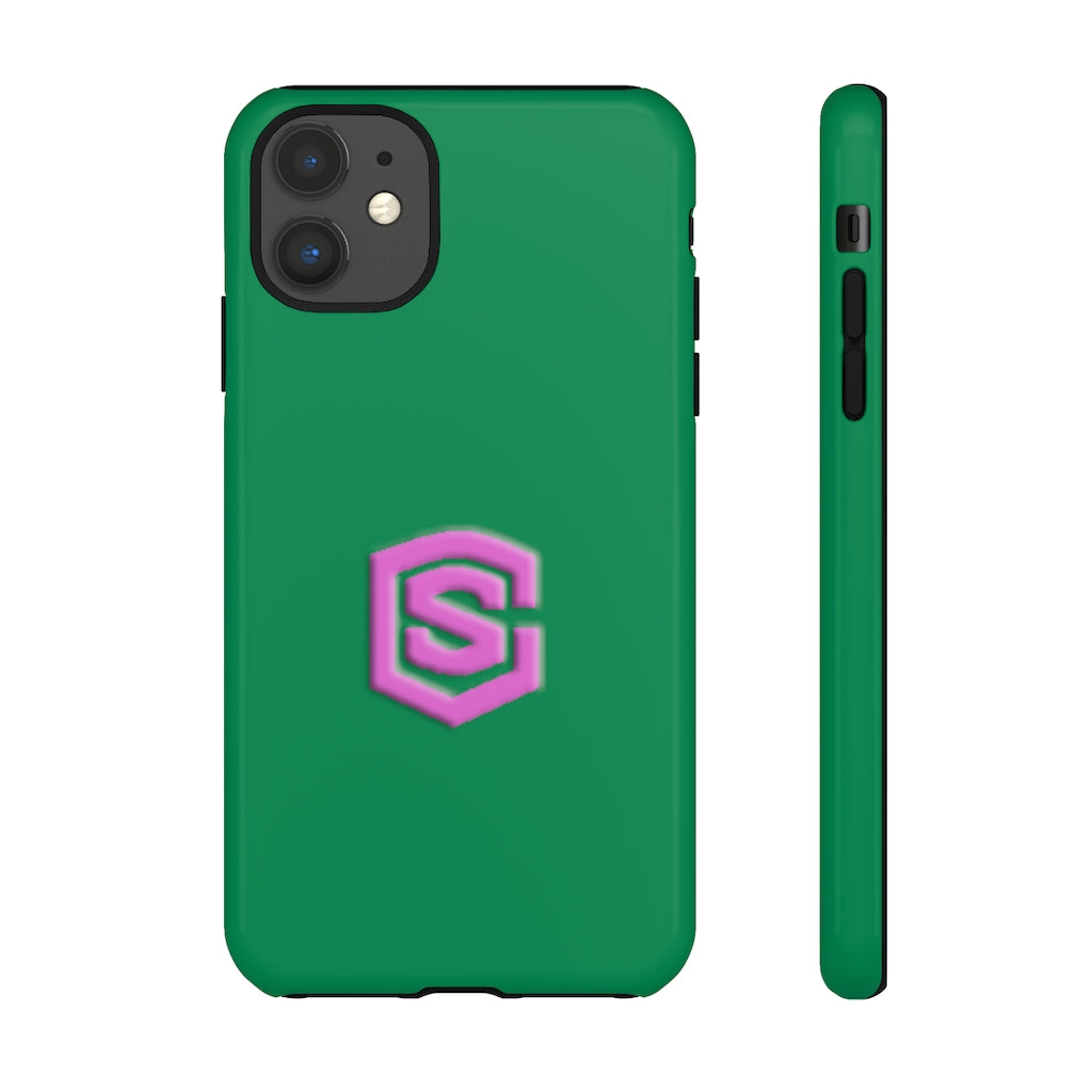 Green Tough Cases Pink Logo