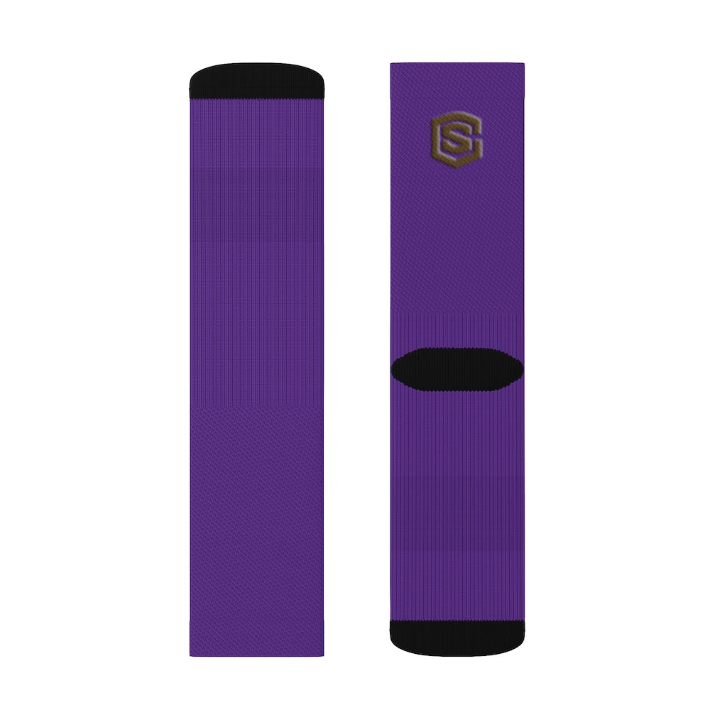Purple Sublimation Socks Brown Logo