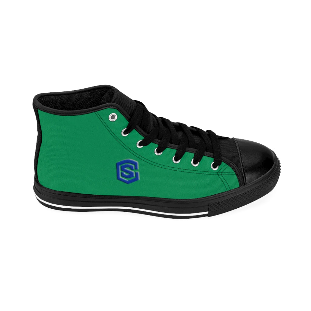 Green Men's High-top Sneakers - blue logo