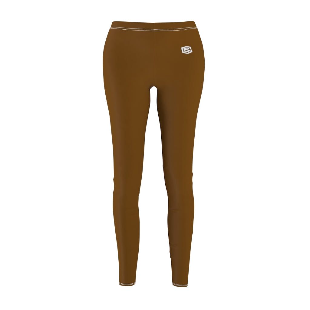 Brown Women's Cut & Sew Casual Leggings White logo