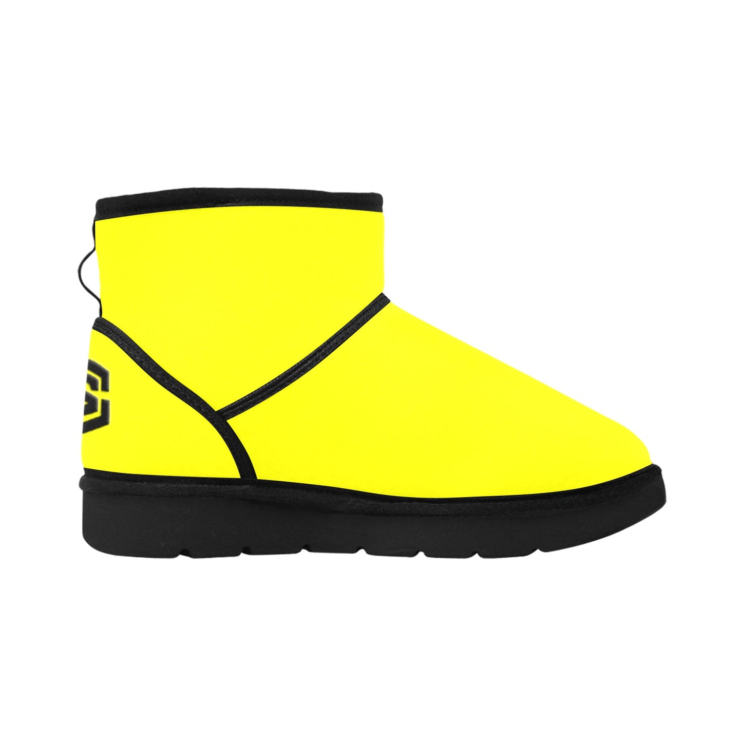 YELLOW Low Top Men's Snow Boots WITH BLACK LOGO Low Top Men's Snow Boots (Model 049)