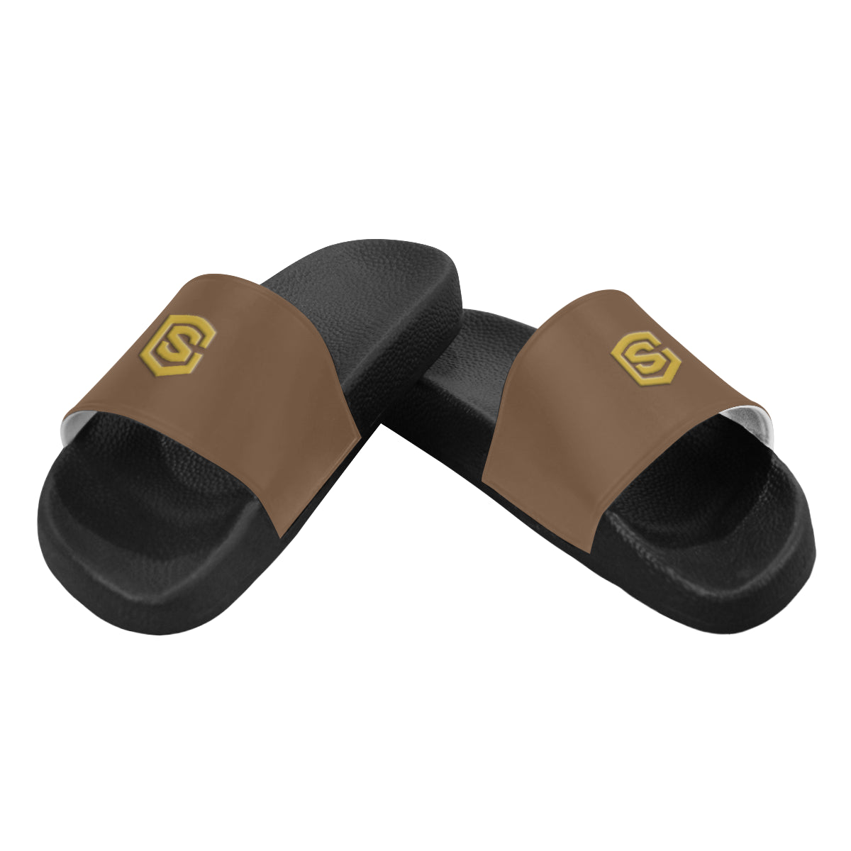 gold logo Men's Slide Sandals (Model 057)