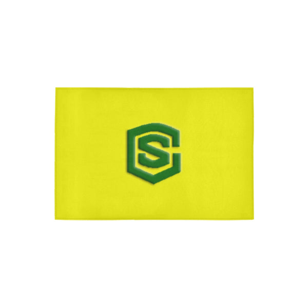 Yellow Door Mat with Green Logo Doormat 24" x 16" (Sponge Material)