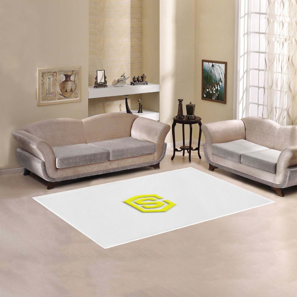 White Area Rug Yellow Logo Area Rug 5' x 3.2'