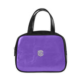 PURPLE LEATHER TOP HANDLE HANDBAG  silver logo Leather Top Handle Handbag (Model 1662)