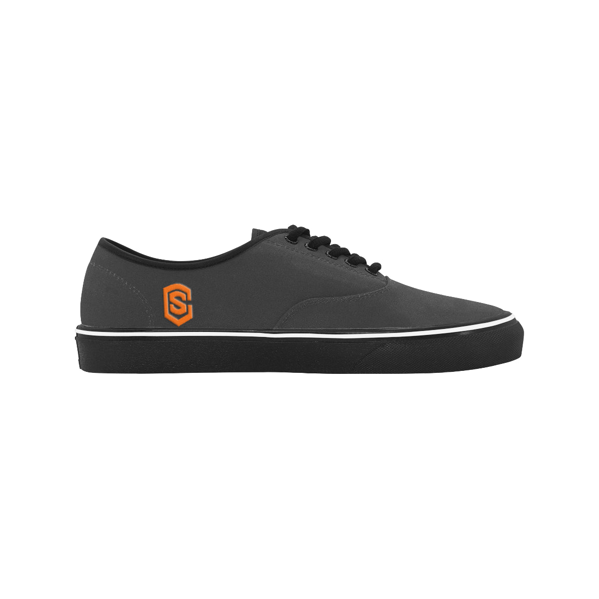 orange logo Classic Men's Canvas Low Top Shoes/Large (Model E001-4)