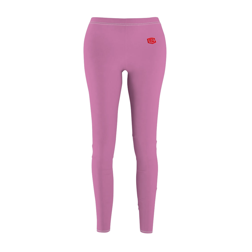 Pink Women's Cut & Sew Casual Leggings Red logo