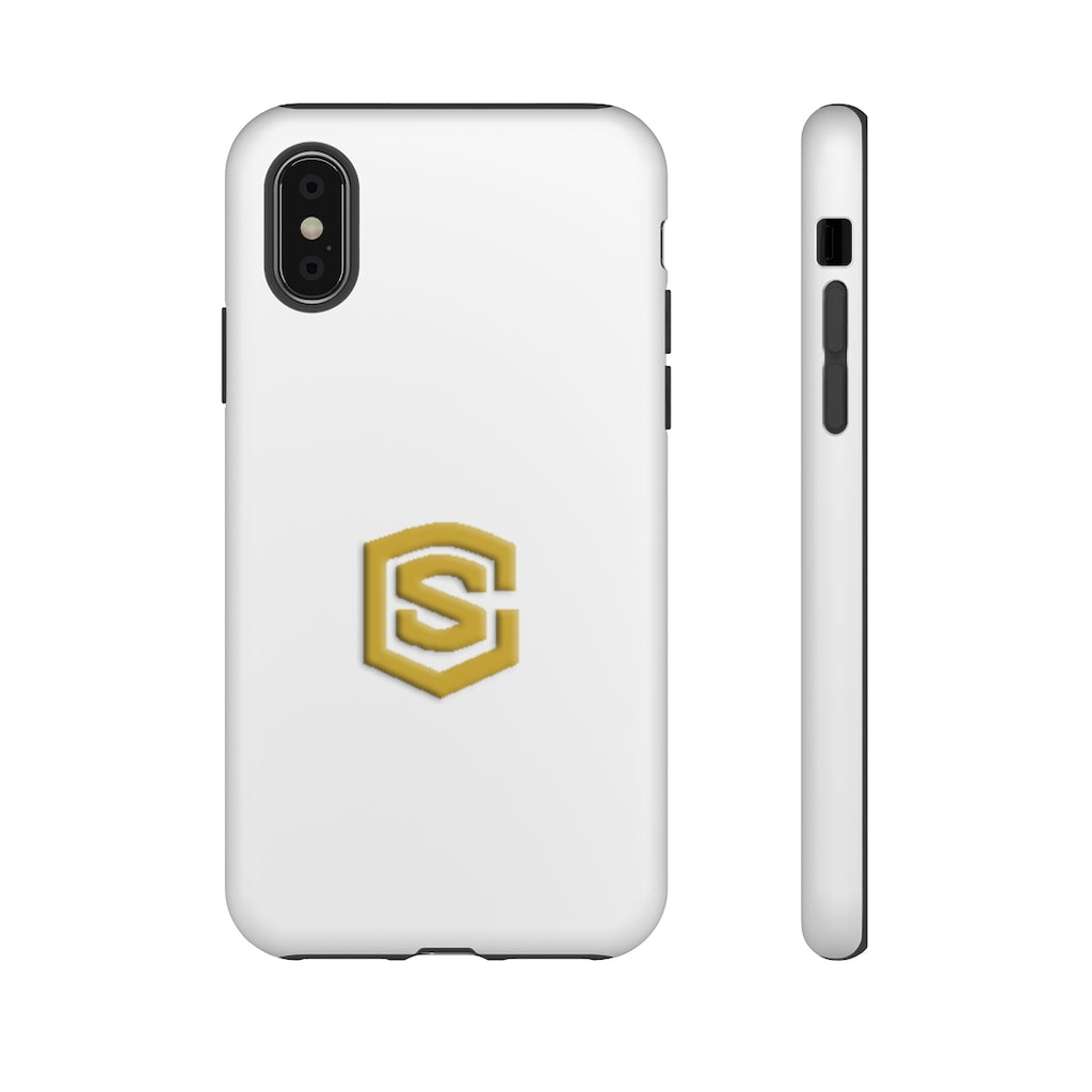 White Tough Cases Gold Logo