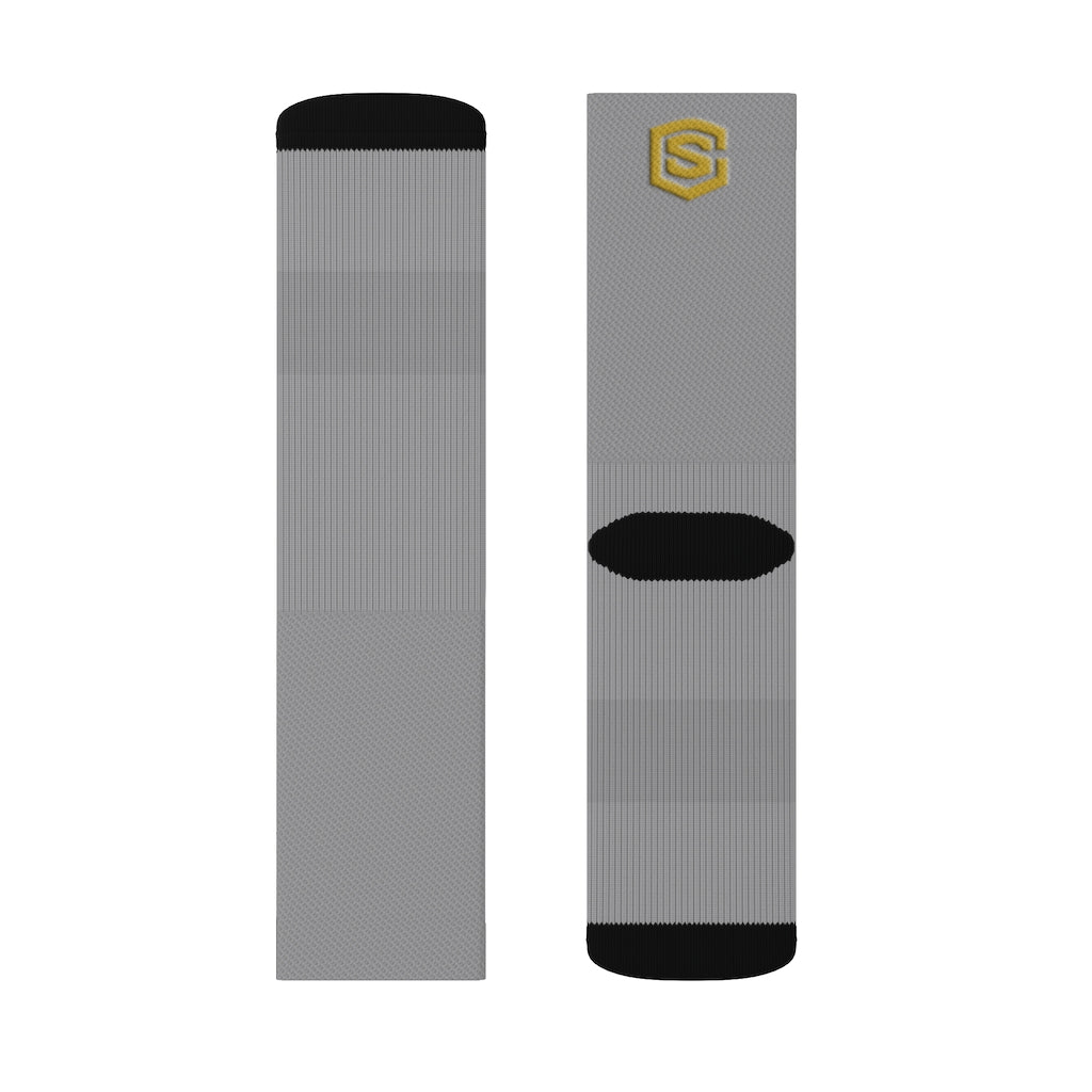 Grey Sublimation Socks Gold Logo