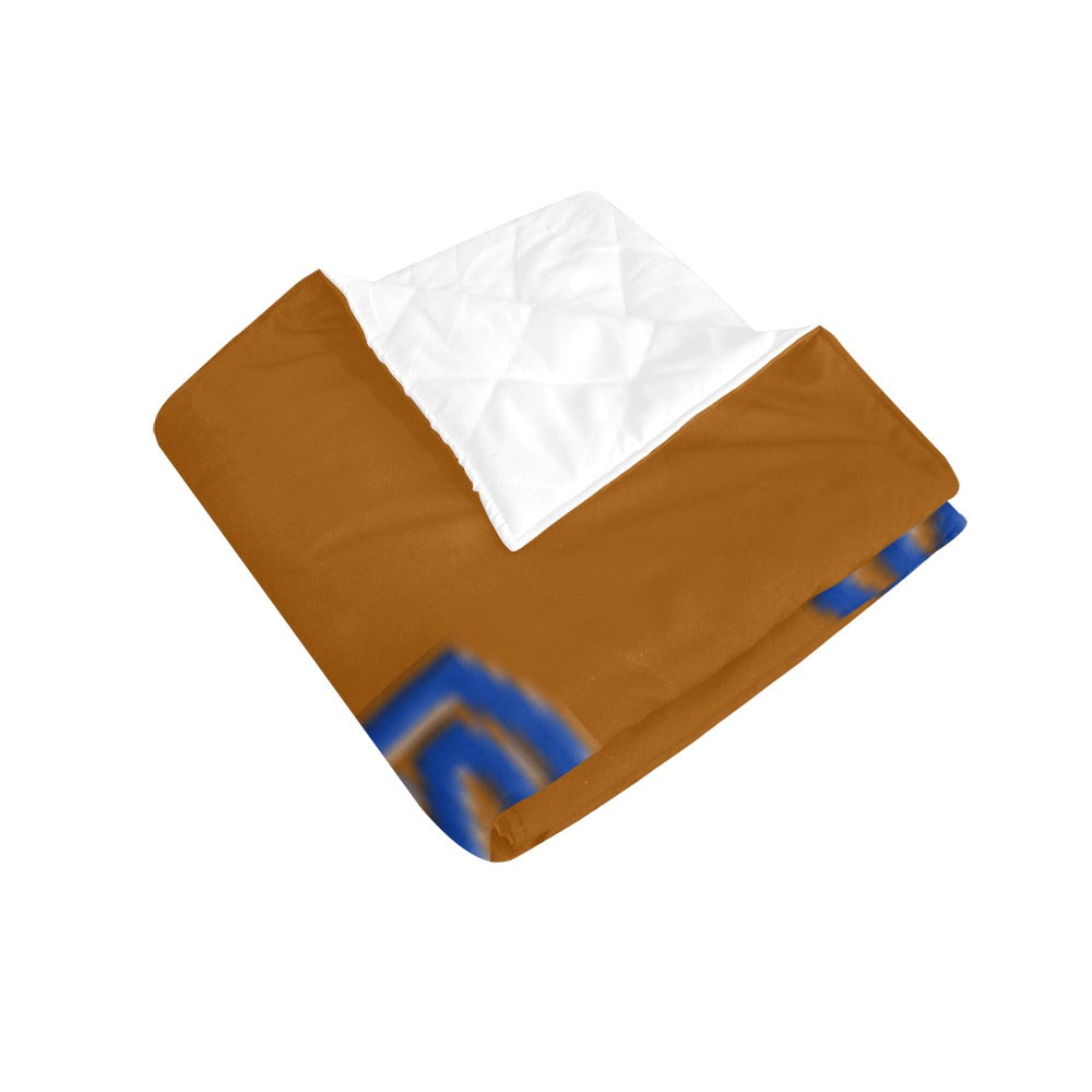 Brown Quilt with Blue Logo Custom Quilt  70" x 80"