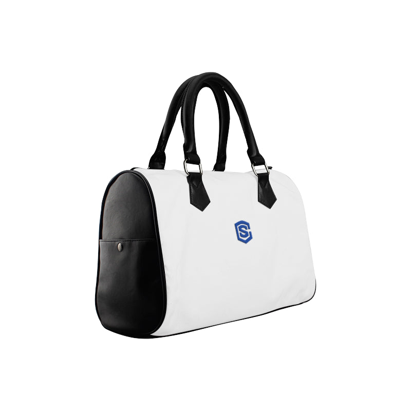 GRAY HANDBAG blue logo Boston Handbag (Model 1621)