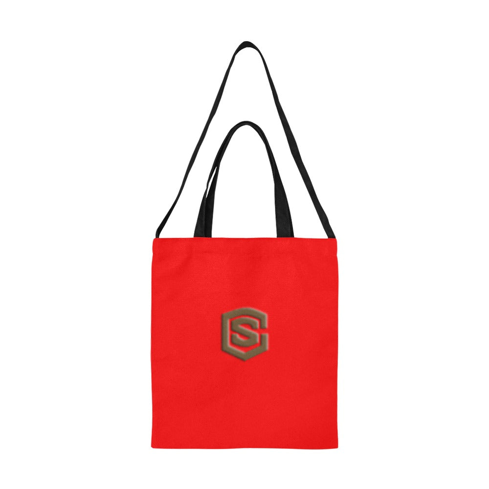 Red All Over Print Canvas Tote Bag With Brown Logo All Over Print Canvas Tote Bag(Model1698)(Medium)