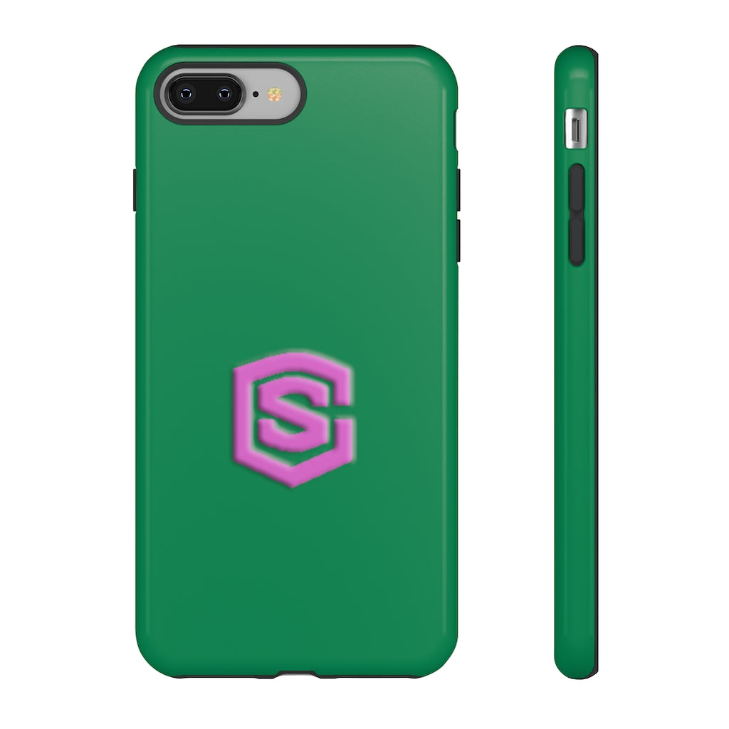Green Tough Cases Pink Logo
