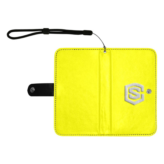 Yellow Flip Leather Purse for Mobile Phone(Model1703)(Large) with Silver Logo Flip Leather Purse for Mobile Phone(Model1703)(Large)