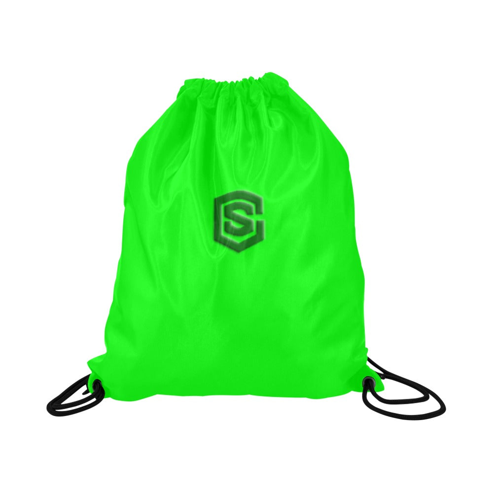 Green Drawstring Bags Large With Green Logo Drawstring Bags (Model 1604) (Large)