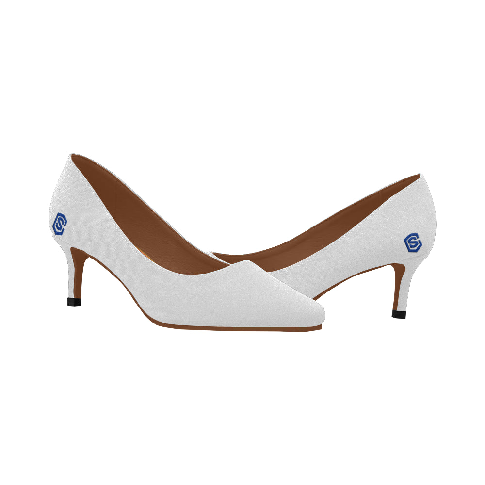 SILVER Women's Pointed Toe Low Heel Pumps  blue log Women's Pointed Toe Low Heel Pumps (Model 053)