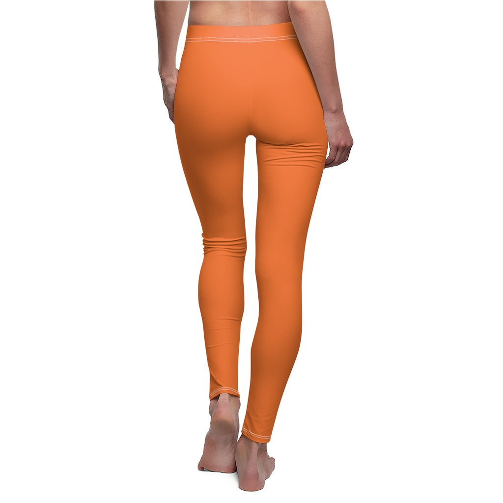 Orange Women's Cut & Sew Casual Leggings White logo