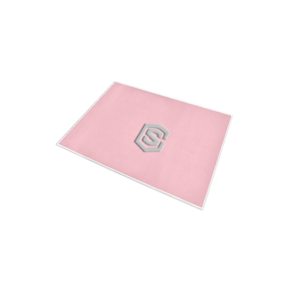 Pink Area Rug 2.6' x 1.7' with Silver Logo Area Rug 2.6' x 1.7'