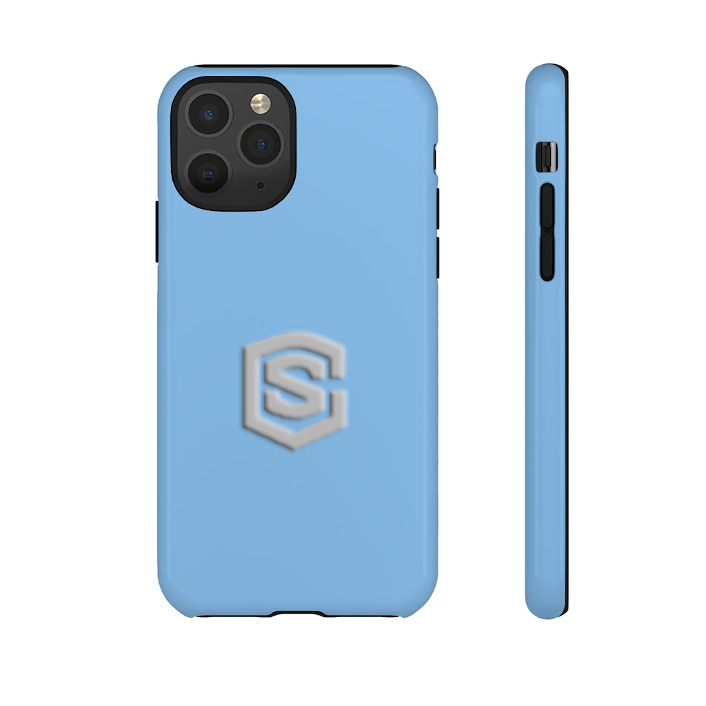 Blue Tough Cases Silver Logo