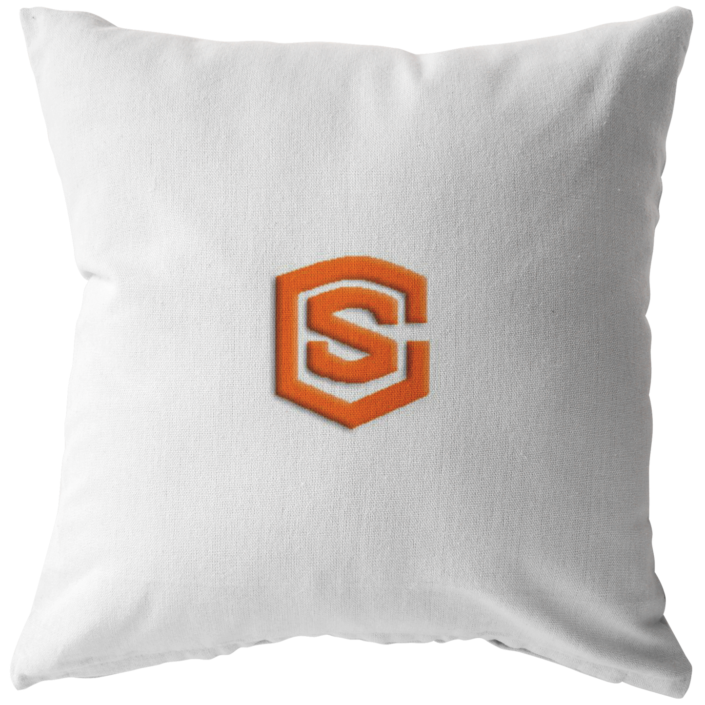 WHITE PILLOW ORANGE LOGO