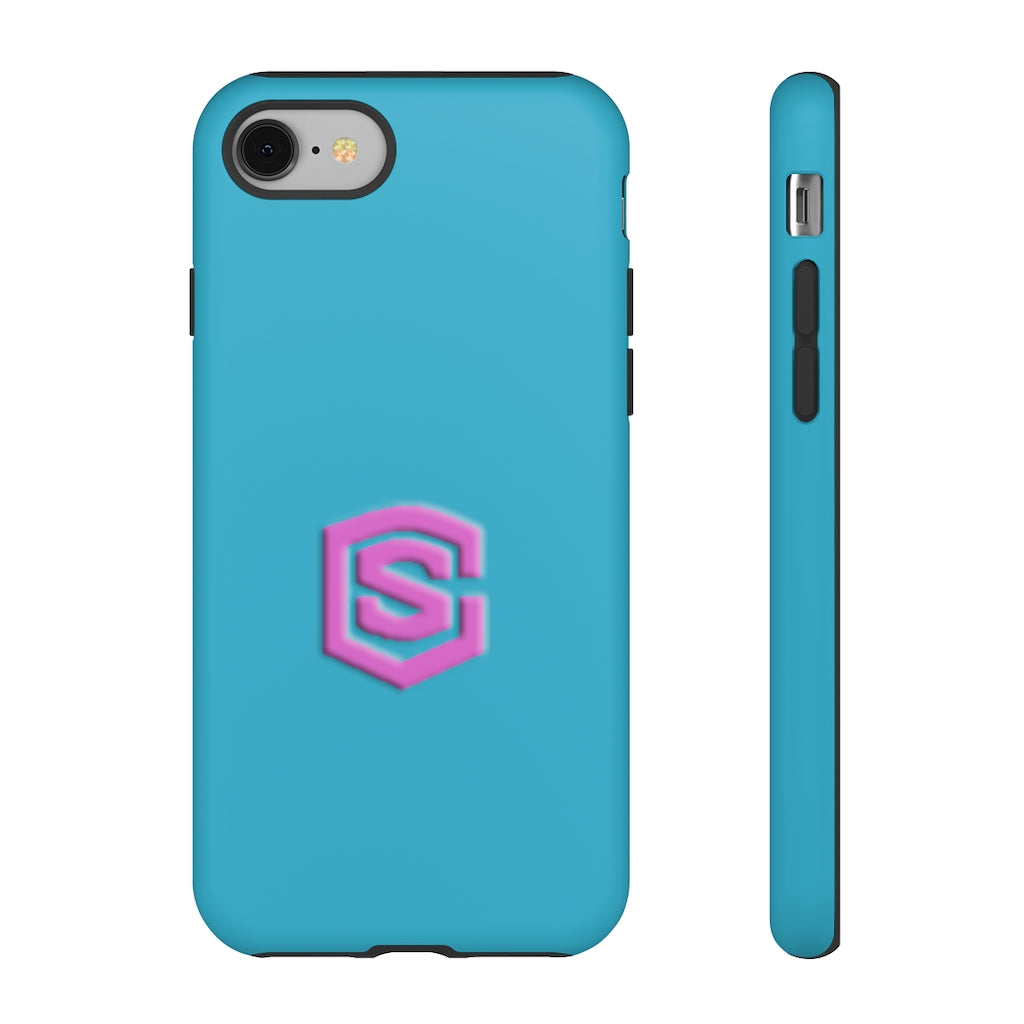 Blue Tough Cases Pink Logo
