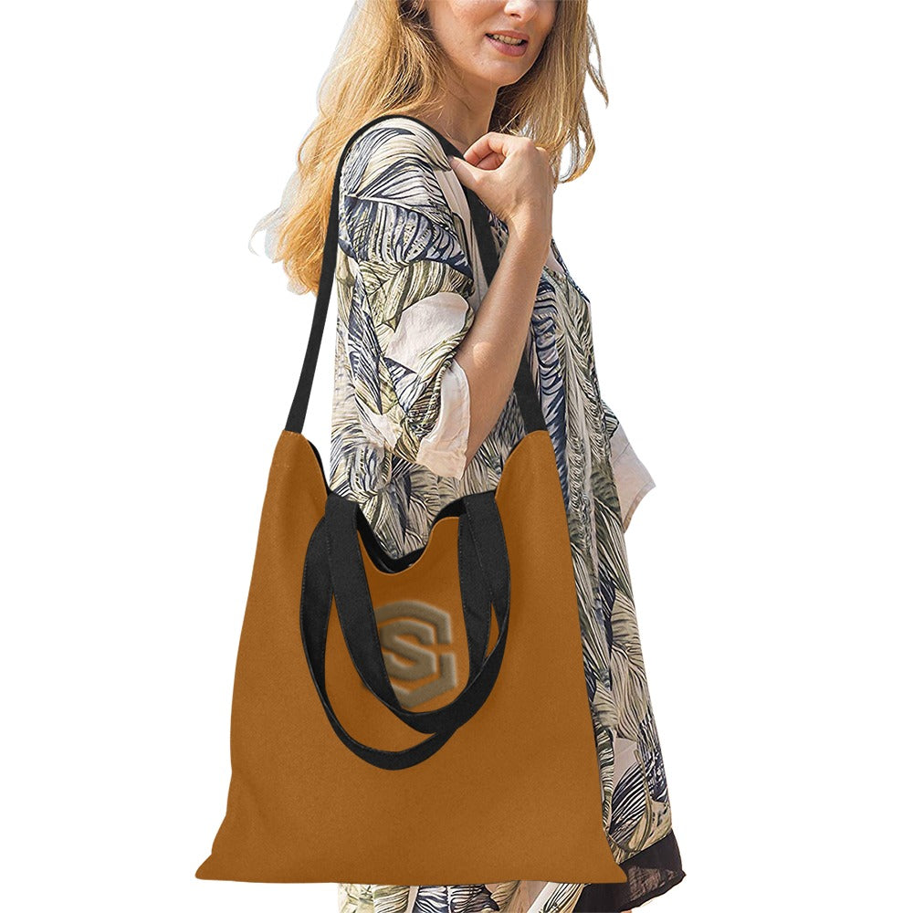 Brown All Over Print Canvas Tote Bag With Brown Logo All Over Print Canvas Tote Bag(Model1698)(Medium)