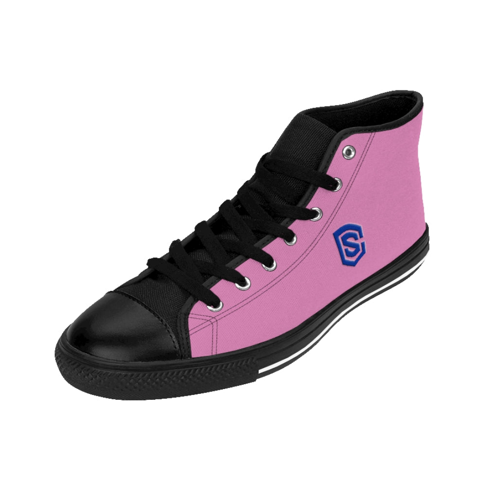 pink Men's High-top Sneakers - blue logo