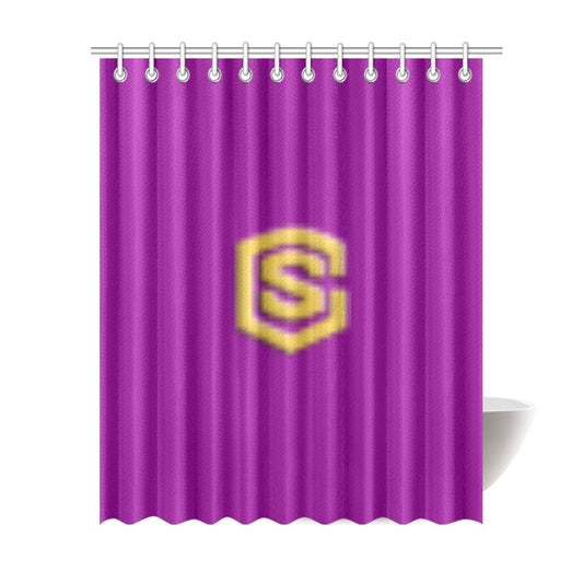 Purple Shower Curtain 69"x84" with Gold Logo Shower Curtain 69"x84"