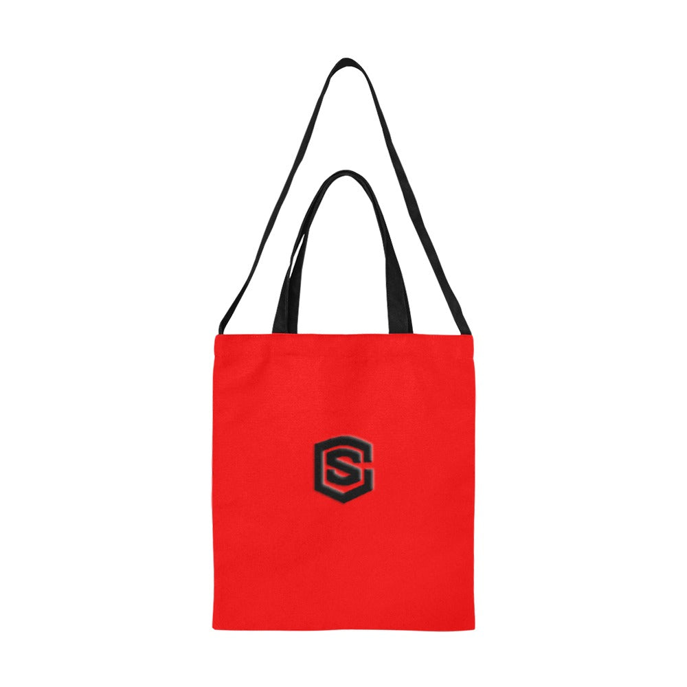 Red All Over Print Canvas Tote Bag With Black Logo All Over Print Canvas Tote Bag(Model1698)(Medium)