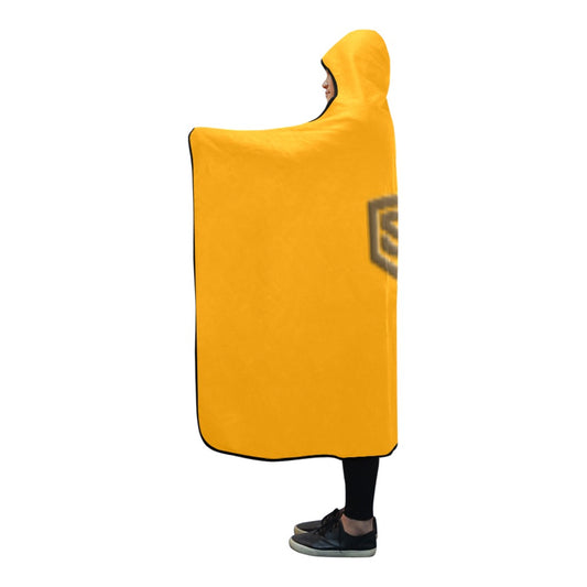 Orange Hooded Blanket 80"x56" with Brown Logo Hooded Blanket 80"x56"