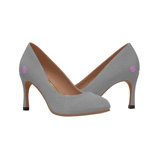 GRAY Women's High Heels pink logo Women's High Heels (Model 048)