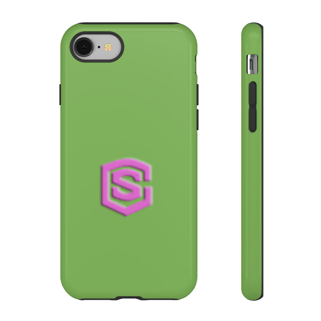Green Tough Cases Pink Logo