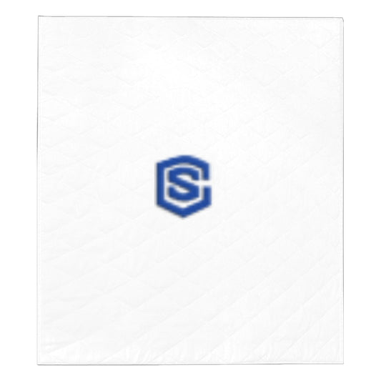 WHITE CUSTOM QUILT BLUE LOGO Custom Quilt  70" x 80"