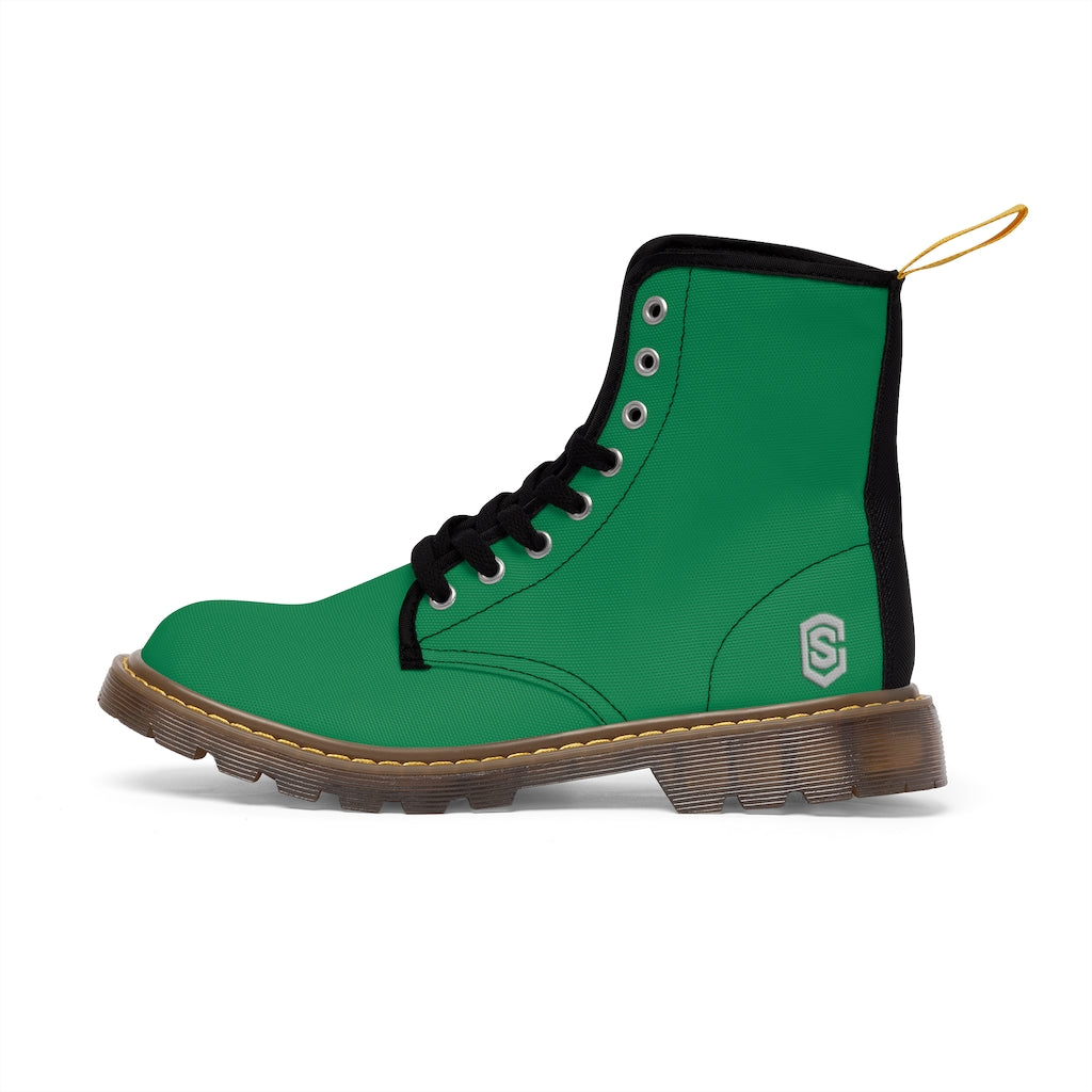 Green Men's Canvas Boots Silver Logo
