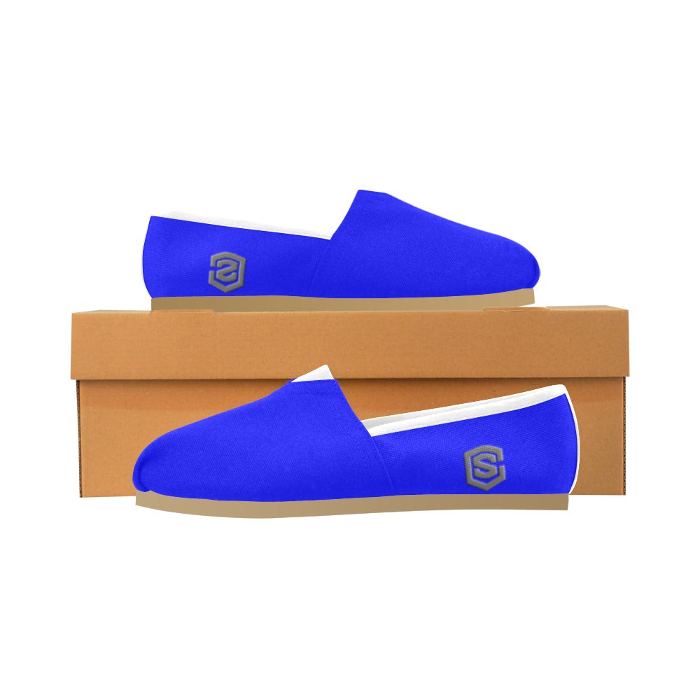 BLUE casual shoes for women WITH GRAY LOGO Casual Canvas Women's Shoes (Model 004) (Designs are mirrored)
