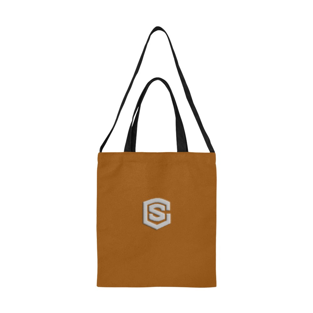 Brown All Over Print Canvas Tote Bag With Silver Logo All Over Print Canvas Tote Bag(Model1698)(Medium)