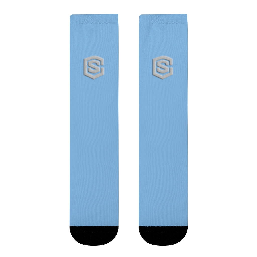 Blue Sublimation Crew Socks (EU) Silver Logo