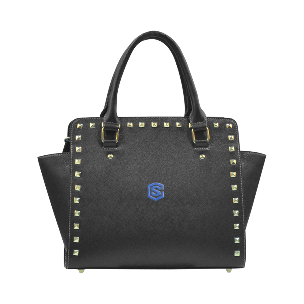 BLACK RIVET SHOULDER HANDBAG blue logo Rivet Shoulder Handbag (Model 1645)