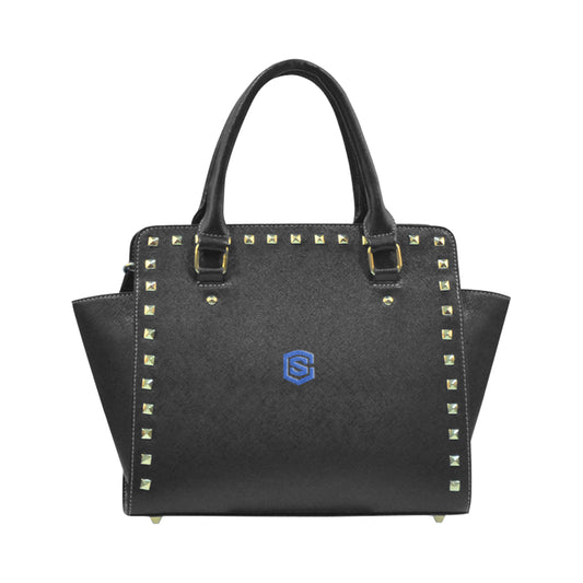 BLACK RIVET SHOULDER HANDBAG blue logo Rivet Shoulder Handbag (Model 1645)
