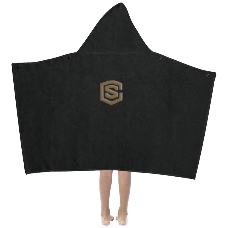 Black Kids' Hooded Bath Towels with Brown Logo Kids' Hooded Bath Towels