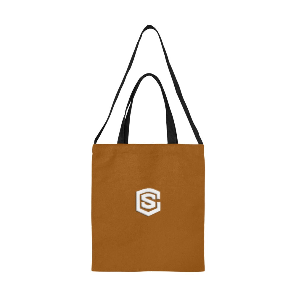 Brown All Over Print Canvas Tote Bag With White Logo All Over Print Canvas Tote Bag(Model1698)(Medium)