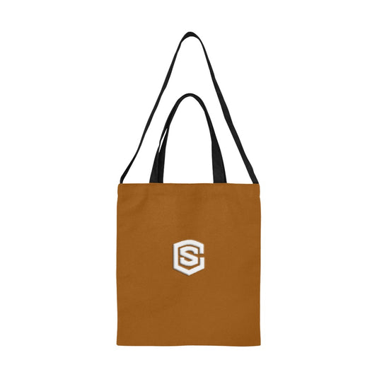 Brown All Over Print Canvas Tote Bag With White Logo All Over Print Canvas Tote Bag(Model1698)(Medium)